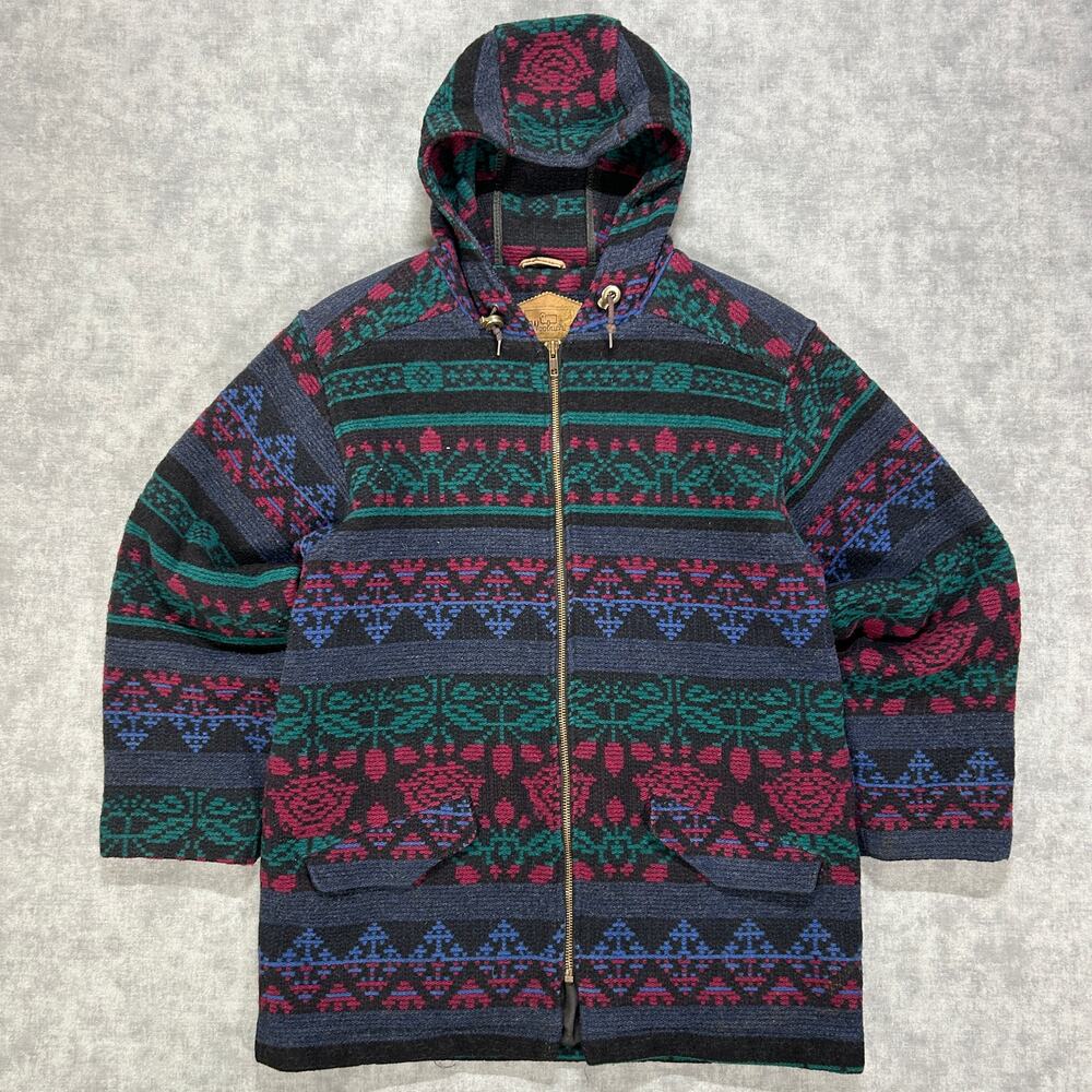 Vintage Woolrich Floral 8691 Southwestern Wool Hooded Jacket Womens M USA Made